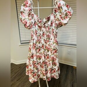 Altar'd State Floral Puff Sleeve Midi Dress